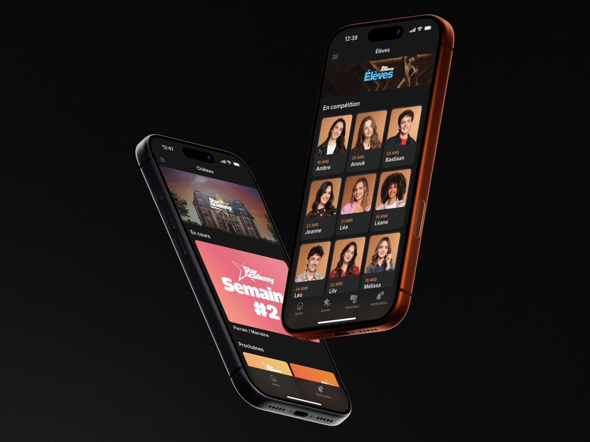 Application mobile Star Academy, élèves et château